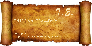 Tálos Elemér névjegykártya